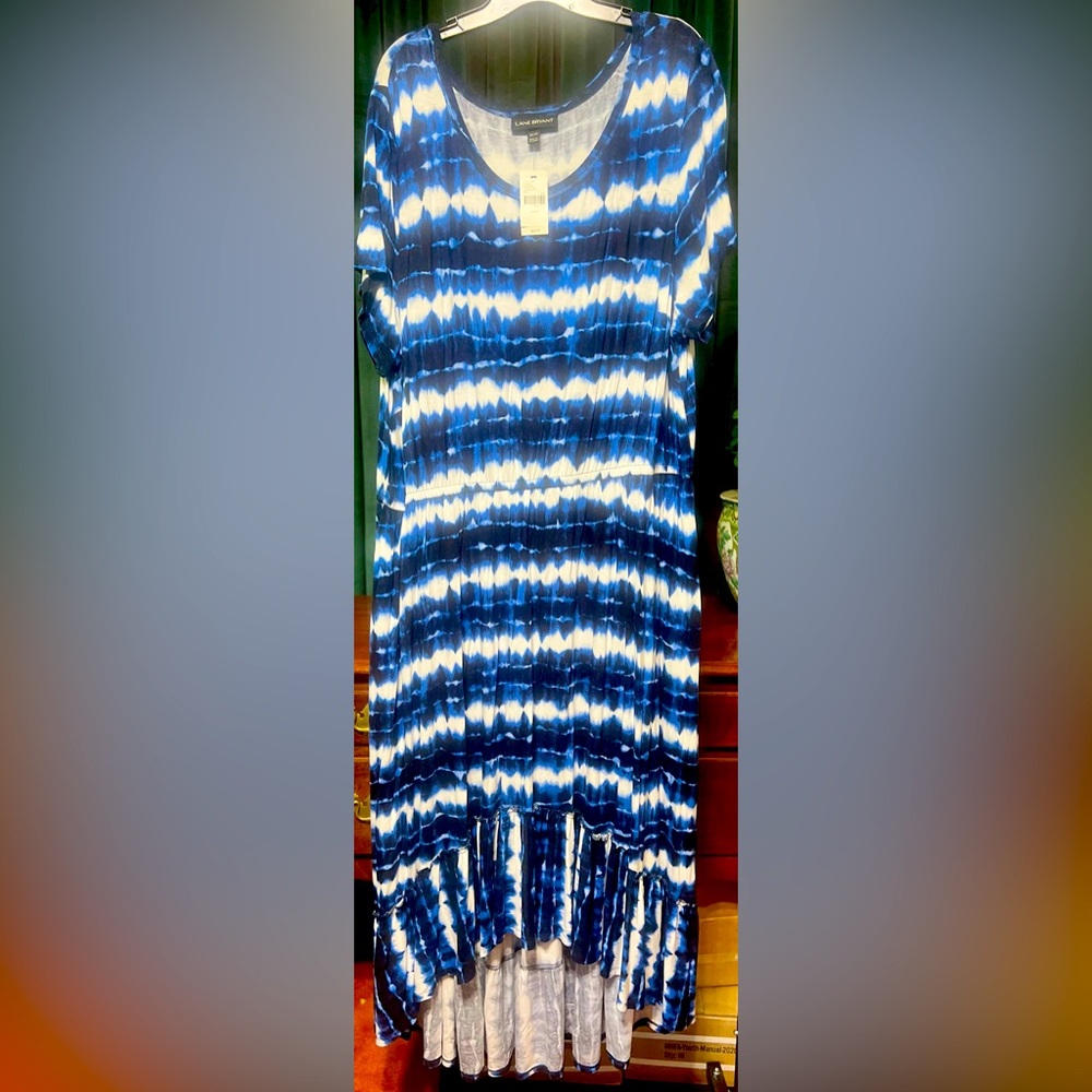 Lane Bryant Navy and White Maxi Dress